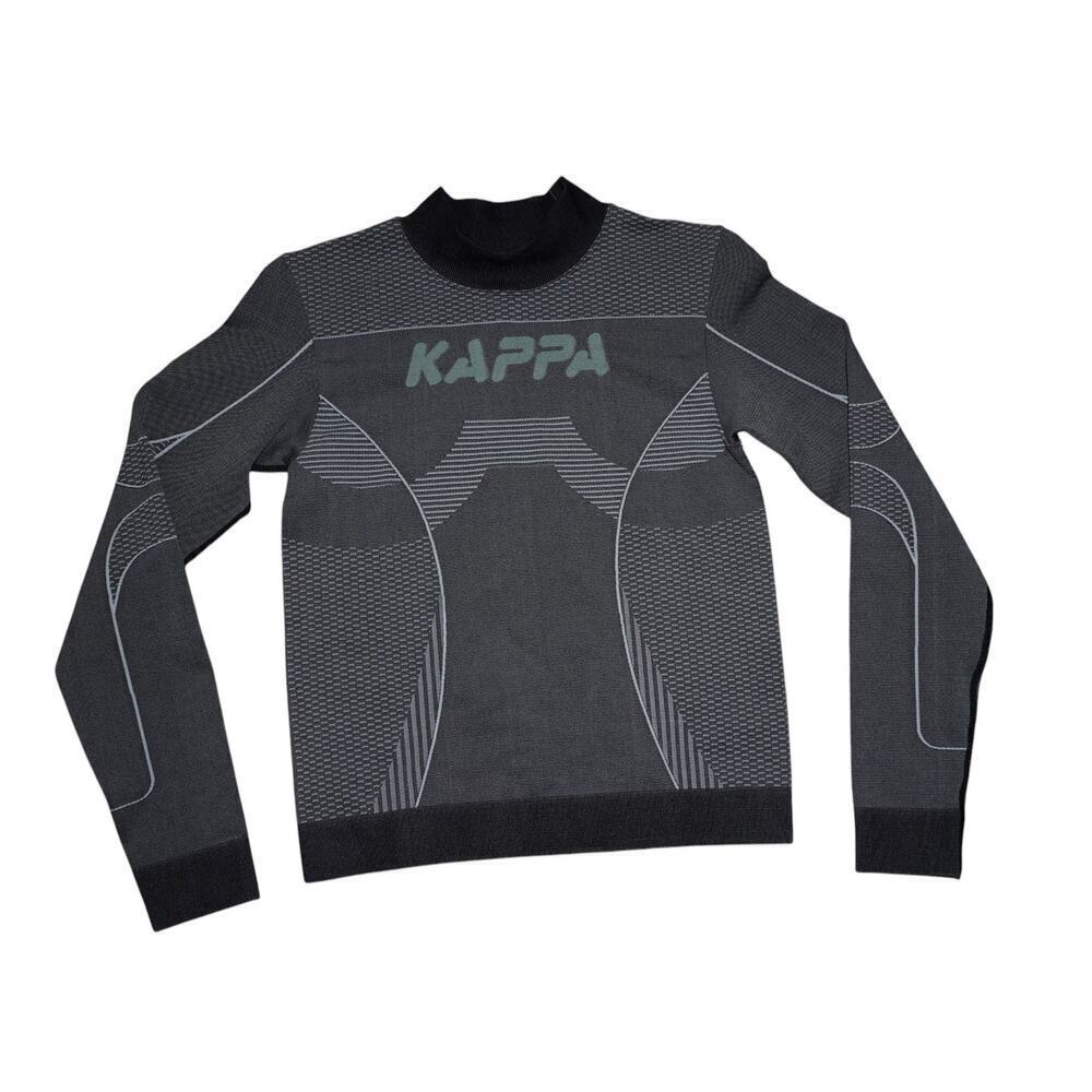 Kappa Seamless Long Sleeve Compression Top Gray Black Logo Athleisure Shirt M